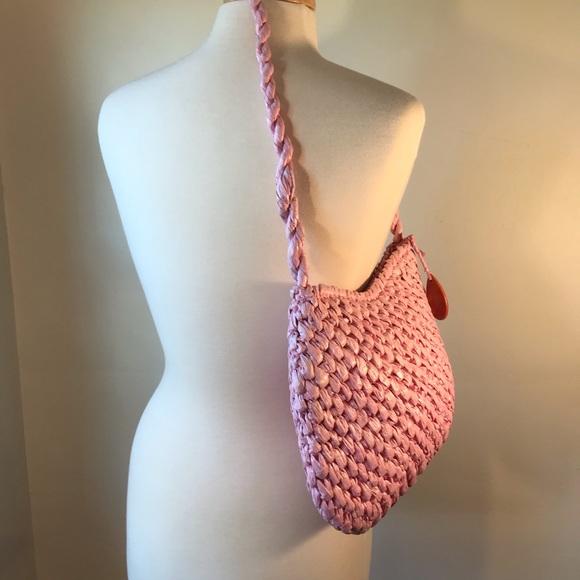 Vintage Pink Raffia Purse, Bag, Handmade in Philippines, Zippered, Lined, Pocket - Picture 12 of 13
